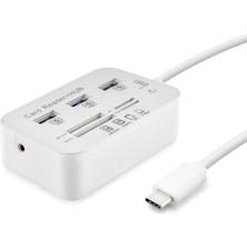 Azrlya Type-C Hub 3*usb3.0 + Ms + Sd + M2 + Tf 20CM Beyaz HDX7029
