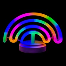 Azrlya Neon Işıklı Gökkuşağı Masa Gece Lambası Pil ve USB