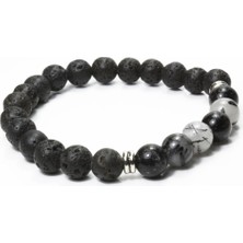 Doğal Taş Takı Dünyası Orijinal Lav Taşı ve Rutilli Kuvars Bileklik | Topraklanma ve Enerji Doğal Taş Takı