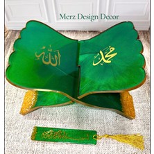 Merz Design Decor Masaüstü El Yapımı Epoksi Reçine Hafız Boy Kur’an-I Kerim Rahlesi Besmele Yazılı Ayraç Hediyeli