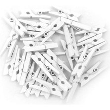 Azrlya 100'LÜ Beyaz Ahşap Mandal 2.5cm (10'lu PAKET-1000 Adet)