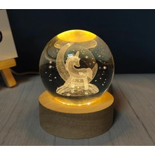 Azrlya Unicorn Tasarımlı Işıklı Cam Küre Cap 6 cm Kod 54