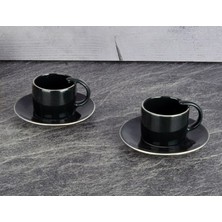 Tohana Türk Kahvesi Fincan Takımı, 2'li, Jasmine, 90 Ml, Porselen, Siyah