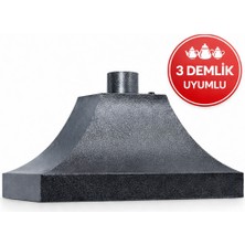 Demasan 3 Demlik Uyumlu Statik Davlumbaz Gri Çay Kazanı Davlumbazı