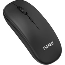 Tuba Toptaş Everest Sm-12 Kablosuz+Usb 2,4ghz Optik Wireless Sıyah Mouse
