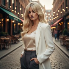 Virtustore Dalgalı Perçemli Fiber Sen Orta Boy Peruk / Platin