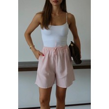 Virtustore Müslin Kumaş Şort Bağcıklı Pembe Pt
