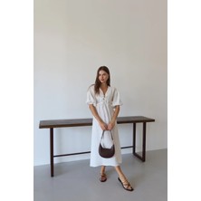 Virtustore Kısa Kollu Müslin Elbise Beyaz Pt