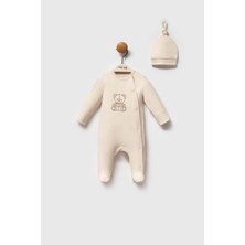 Moi Noi Premium "my Bear" Koleksiyonu Şapkalı Bebek Tulumu - Ekru
