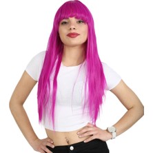 Virtustore Uzun Kahküllü Fiber Sen Peruk / Fuşya