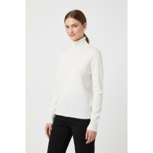 Rosa By Belle Kadın Ekru Balıkçı Yaka Basic Uzun Kollu Triko Kazak 1268