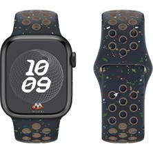 Zore Apple Watch 38MM Uyumlu Kordon Silikon Esnek Yumuşak Delikli Spor Krd-02 Kayış