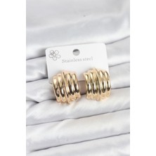 Vintage Model 316L Çelik Gold Renk Kadın Küpe