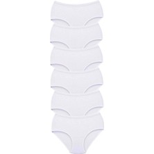 Marsilyan 6 Adet Tutku Kadın Yüksek Bel Bato Kalın Lastik Külot Beyaz