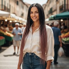 Virtustore Afrika Örgüsü ve Rasta Için Sen Ombreli / Siyah / Gülkurusu