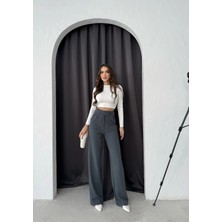 Elma Shop Cırtlı Pantolon Krep Füme Pt