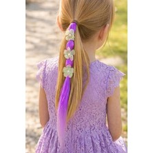 Caş Dekorasyon Mor Renk Çiçekli Saçlı Lastik Toka