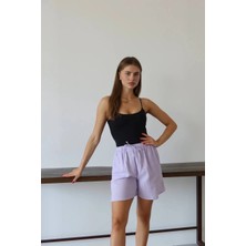 Virtustore Müslin Kumaş Şort Bağcıklı Lila Pt