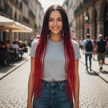 Virtustore Afrika Örgüsü ve Rasta Için Sen Ombreli / Siyah / Kırmızı