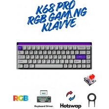 ATAsoft K68 Pro Kablolu Mekanik Oyuncu Klavyesi Hottswapp Red Switch Driverli Türkçe Q Gaming Beyaz Klavye
