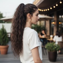 Virtustore Tokalı Kabarık Dalgalı At Kuyruğu / Açık Kahve