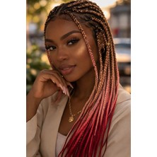 Caş Dekorasyon Sarı Pembe Iki Renk Ombreli Afrika Örgüsü Box Braid Sentetik Saç 60CM 100GR