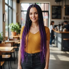 Virtustore Afrika Örgüsü ve Rasta Için Sen Ombreli / Siyah / Mor