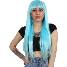 Virtustore Uzun Kahküllü Fiber Sen Peruk / Bebek Mavisi