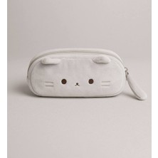 Limmy Kalem Kutusu Sevimli Kedi Geniş Kapasiteli Peluş Kalemlik - Gri