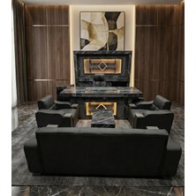 Trendyofix Ceo Master Ledli Gizli Bölmeli 9 Parça Ortopedik Ofis Makam Takımı ve Oturma Grubu - Antrasit/mermer