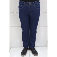 Hacker Fistan Store Erkek Lacivert Yüksek Bel Rahat Kesim Boru Paça Büyük Beden Jean Pantolon