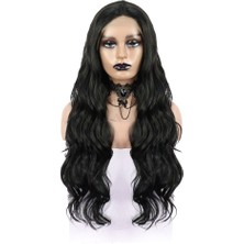 Virtustore Siyah Uzun Dalgalı Fiber Sen Tül Peruk