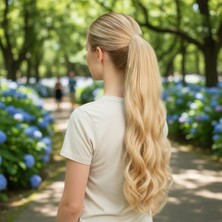 Virtustore Tokalı Dalgalı At Kuyruğu / Balköpüğü Beyaz Platin Röfleli