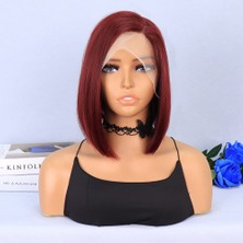 Virtustore Kızıl Kısa Yan Tül Peruk