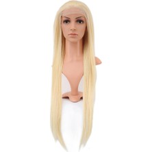 Bigelal Gerçek Front Lace Düz Platin Tül Peruk / 80/85CM