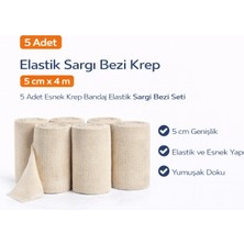 urfakent bilişim ve medya danışmanlık Elastik Sargı Bezi Krep 5 cm x 4 M 5 Adet Esnek Krep Bandaj Elastik Sargı Bezi Seti