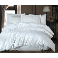 Virtustore Exclusive Jakarlı Çift Kişilik Pamuk Saten Nev Takımı Pavaya V1 Beyaz