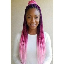 Caş Dekorasyon Karışık Renk Afrika Örgüsü Box Braid Sentetik Saç 60CM 100GR