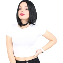 Virtustore Fiber Sen Peruk Perçemsiz Kısa Düz / Siyah