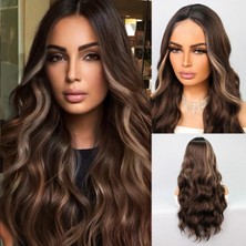 Virtustore Koyu Kumral Balköpüğü Işıltılı Tül Peruk