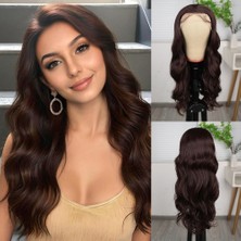 Virtustore Kahve Karamel Fiber Sen Geniş Dalgalı Tül Peruk
