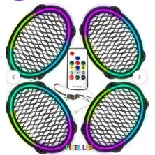 Poke PK-5653 4 Adet Oval Oto Hoparlör Kapağı Kumandalı Pixel Ledli RGB Animasyonlu Kapak