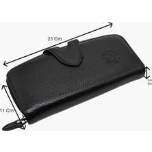 Westpolo Hakiki Deri Kağıt Para ve Bol Kart Bölmeli Kadın Cüzdanı - Siyah