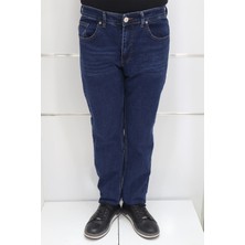 Hacker Fistan Store Erkek Koyu Mavi Yüksek Bel Rahat Kesim Boru Paça Büyük Beden Jean Pantolon