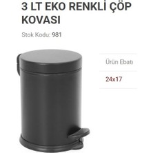 Çöp Kovası, Pedallı, 3 L, Siyah, 24X17 Cm, 981