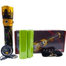 Gold Kama Gold Kama GK-6000 Profesyonel Yakıcı Özellikli El Feneri | 15000 Lümen – 15600 Mah – Çift Batarya – Zoomlu – Metal Kasa – Powerbank – Type-C Şarjlı