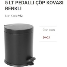 Çöp Kovası, Pedallı, 5 L, Siyah, 26X21 Cm, 982