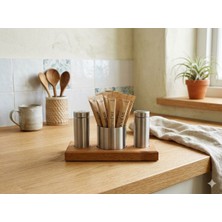 SteelAndArt Tuzluk Karabiberlikli ve Şekerlikli Set 304 Kalite Ahşap Iroco