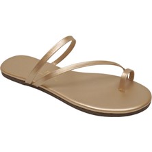 Tkees Kadın Klasik Gold Parmak Geçmeli Şık Günlük Terlik