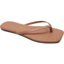 Tkees Kadın Kare Burun Krem Şık Günlük Terlik